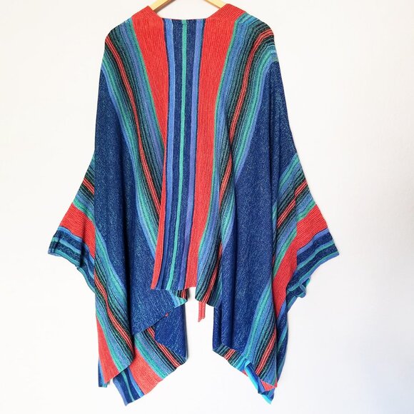 Free People In a Moment Poncho Ruana OS Sparkle Striped Knit Cardigan Boho $198 - Picture 7 of 16